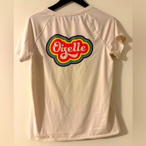 Oiselle V neck Graphic Tee. Size 8. Ivory.